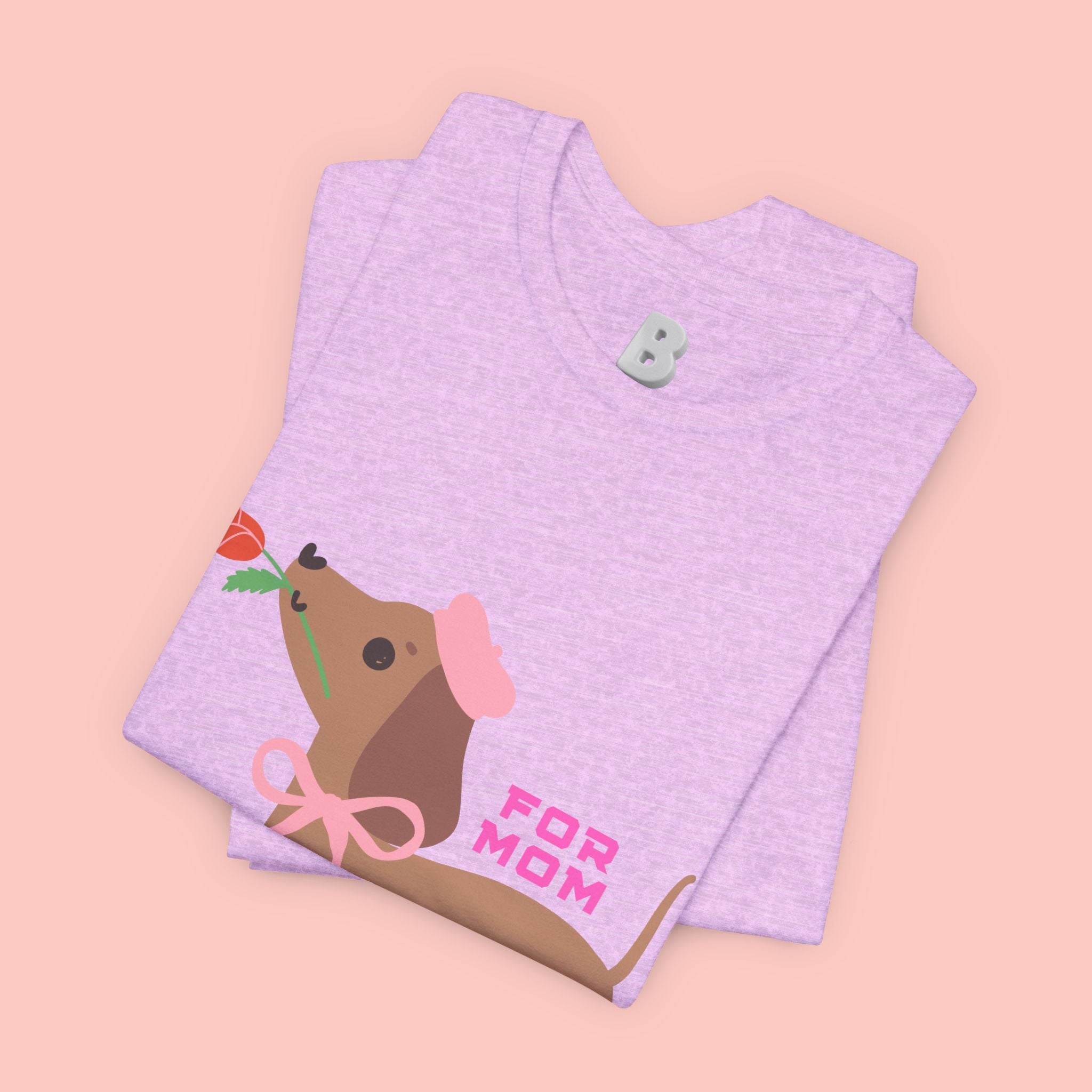 Mommy’s Dachshund Tee – Cute Dog with Rose “For Mom” Shirt