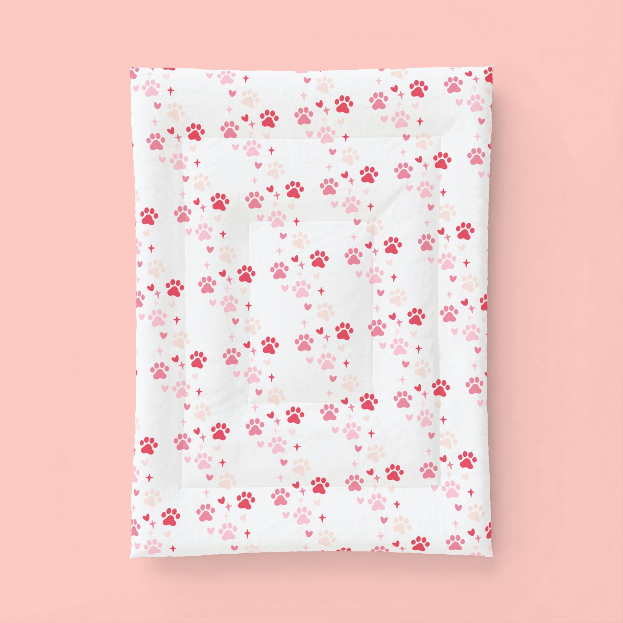 Pink Paw Print Cotton Comforter – Cute Pet-Themed Bedding for Kids & Dog Lovers