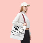 Dog Mama Tote Bag — Paw Print & Bone Graphic Canvas Shopper