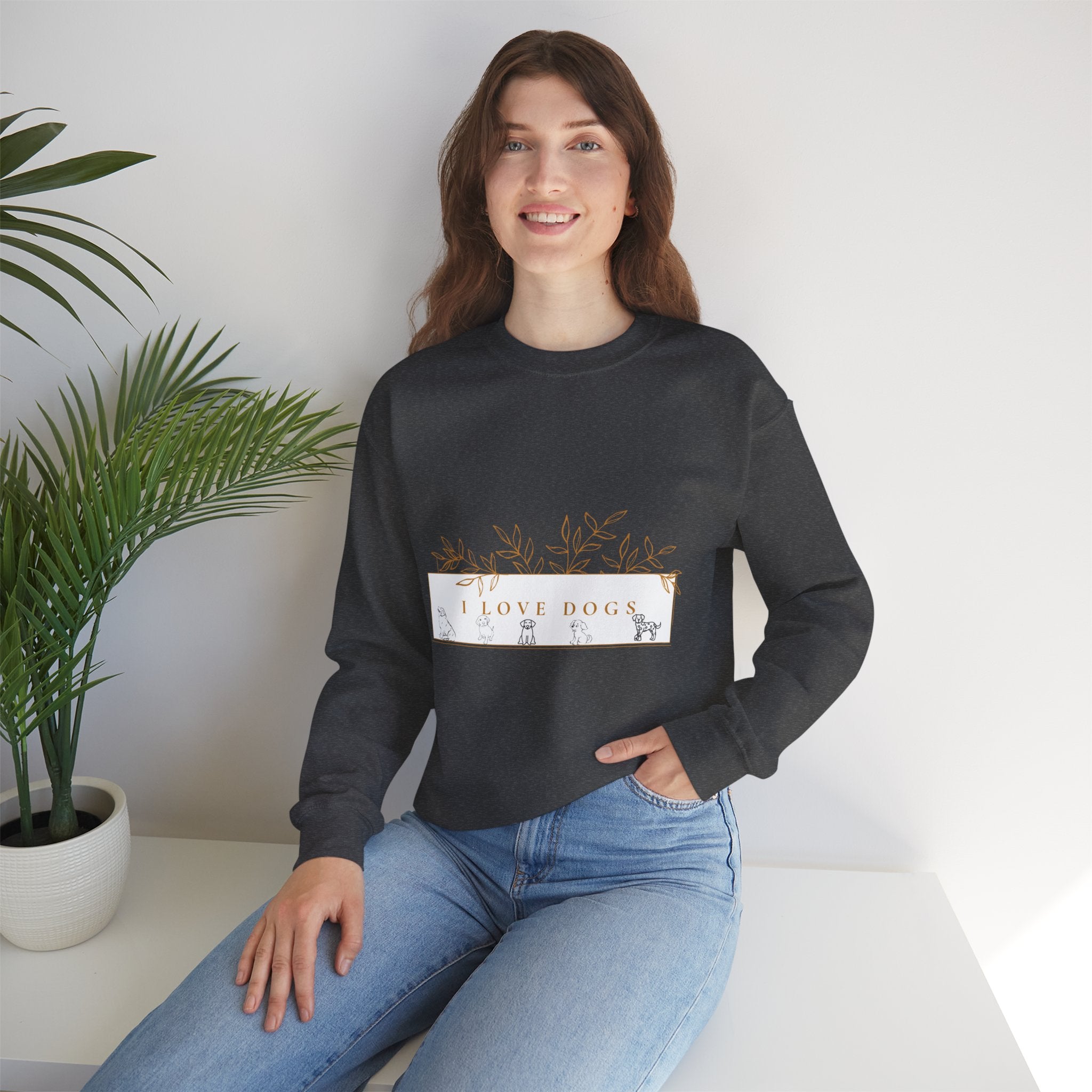 I Love Dogs Floral Crewneck Sweatshirt