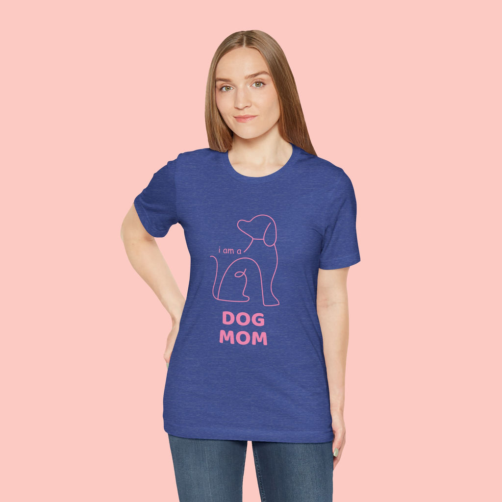 Dog Mom T‑Shirt – Minimal Pink Line Art Dog Tee