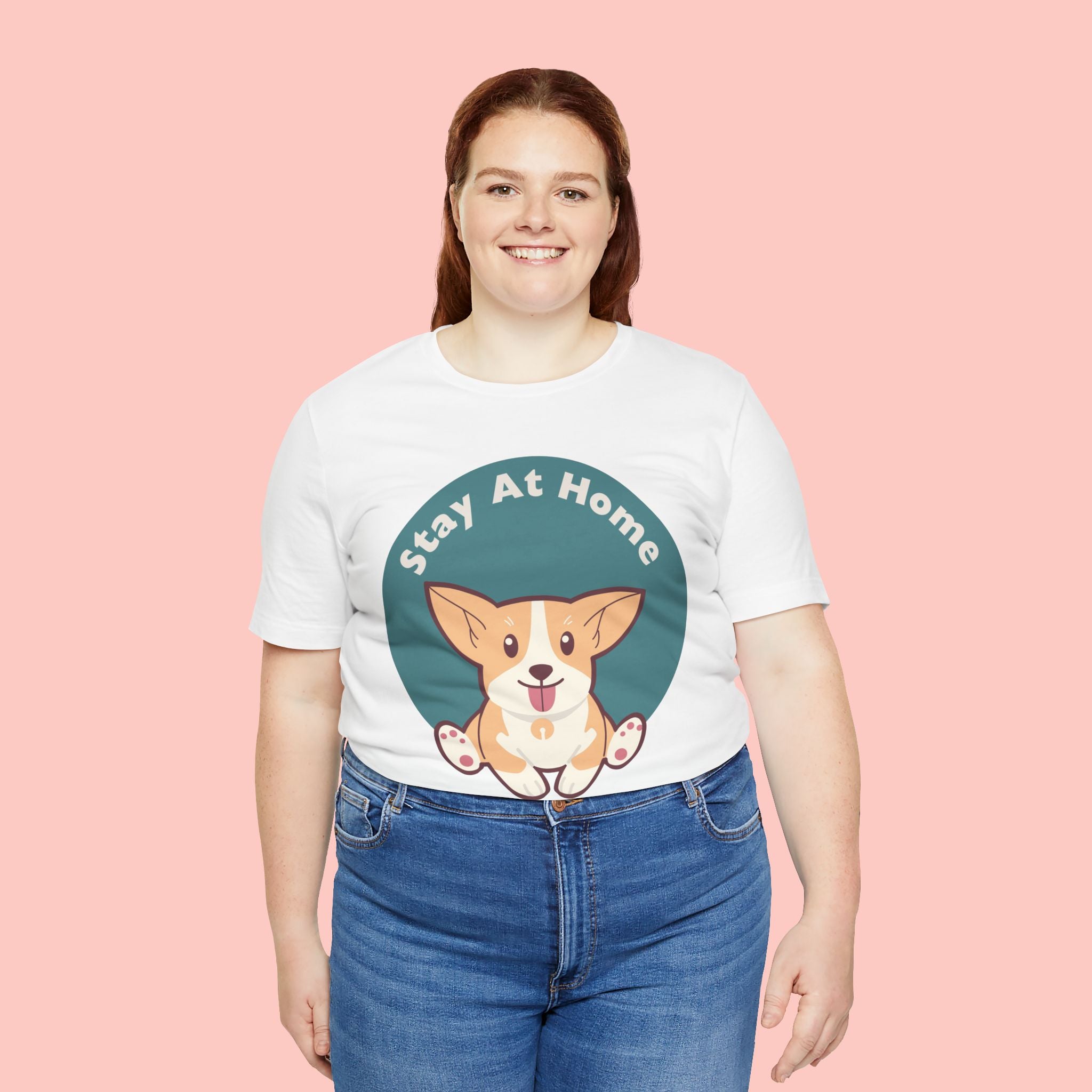 Stay At Home Dog Mom T-Shirt — Cute Corgi Graphic Tee