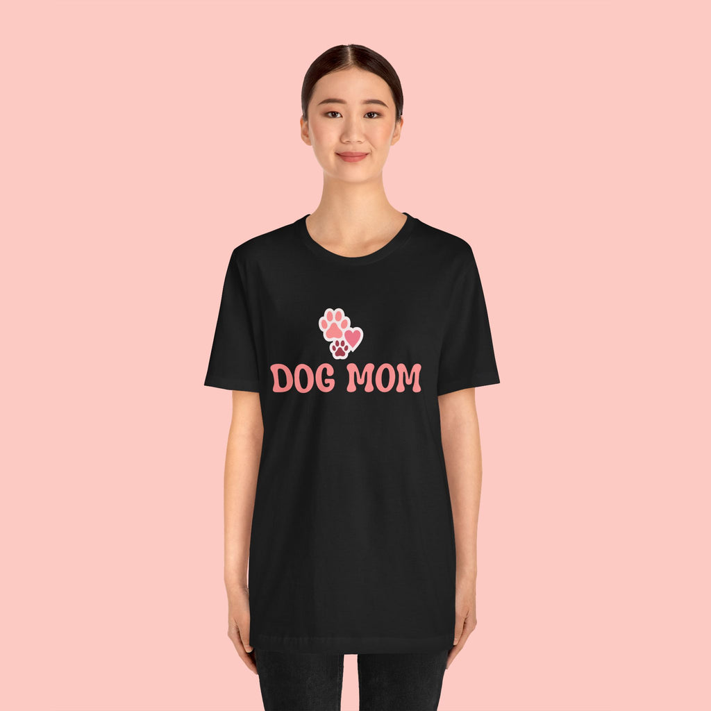 Dog Mom T-Shirt — Pink Paw Graphic Tee for Dog Lovers