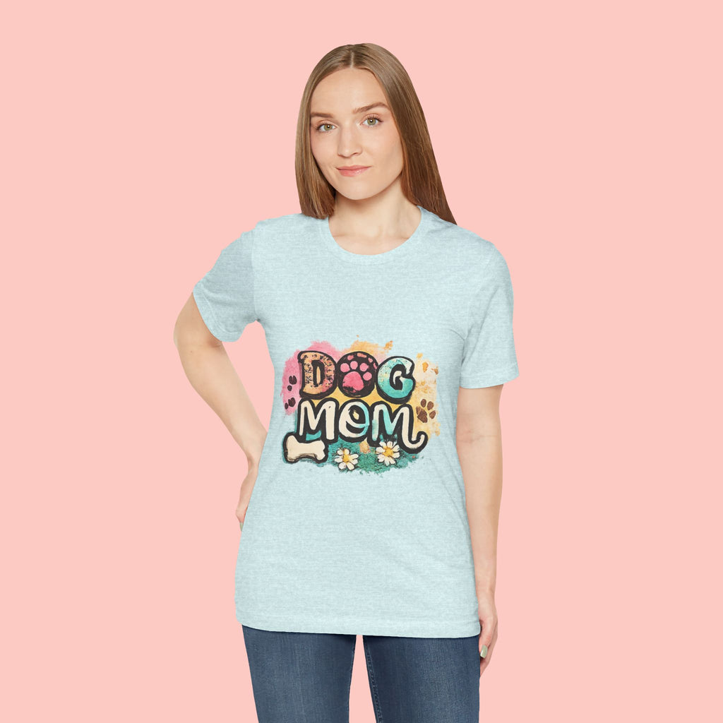 Dog Mom T-Shirt — Colorful Paw Print Graphic Tee for Pet Lovers