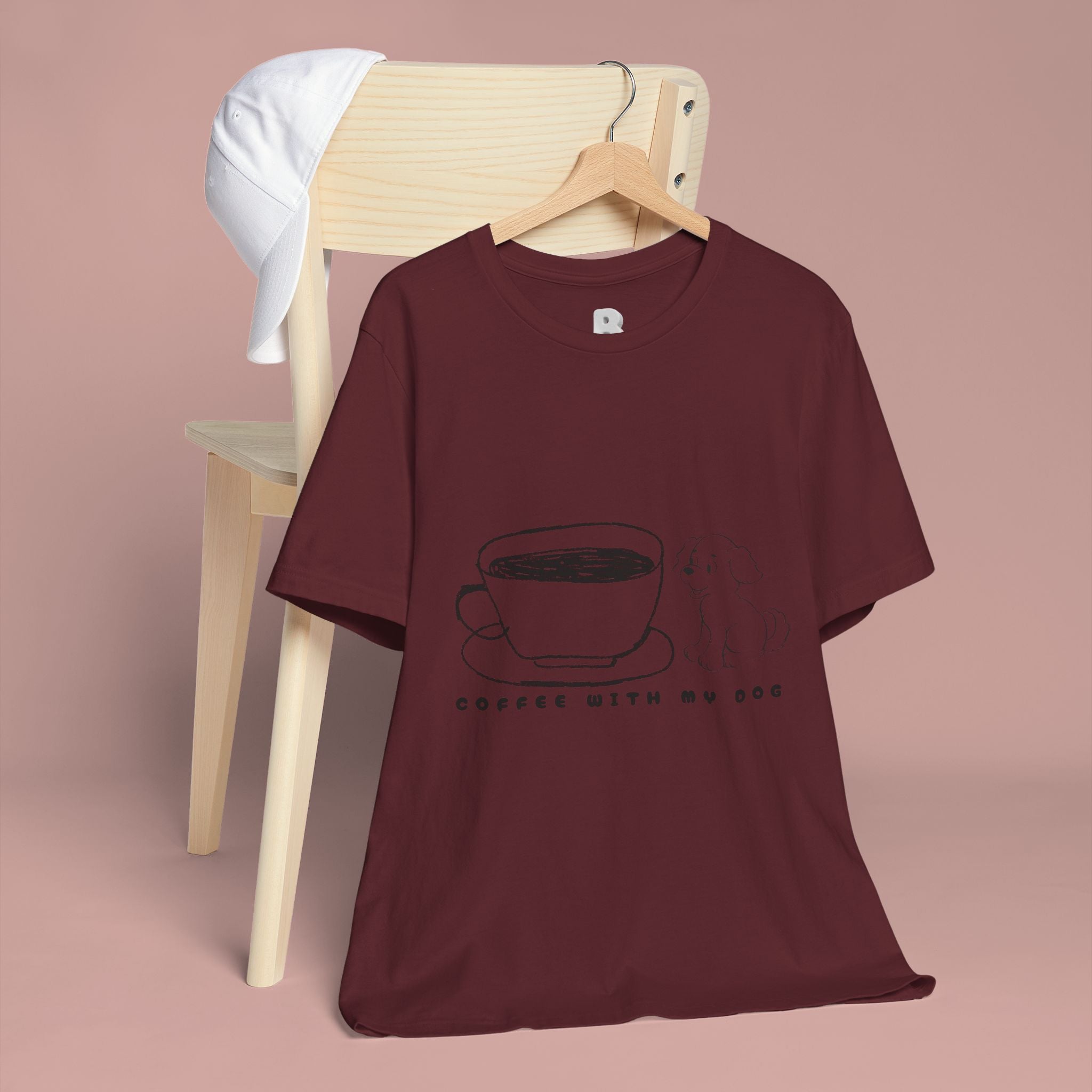 Coffee With My Dog T‑Shirt — Cute Minimalist Dog & Coffee Tee