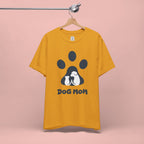 Dog Mom T‑Shirt — Paw Print with Dog & Puppy Graphic