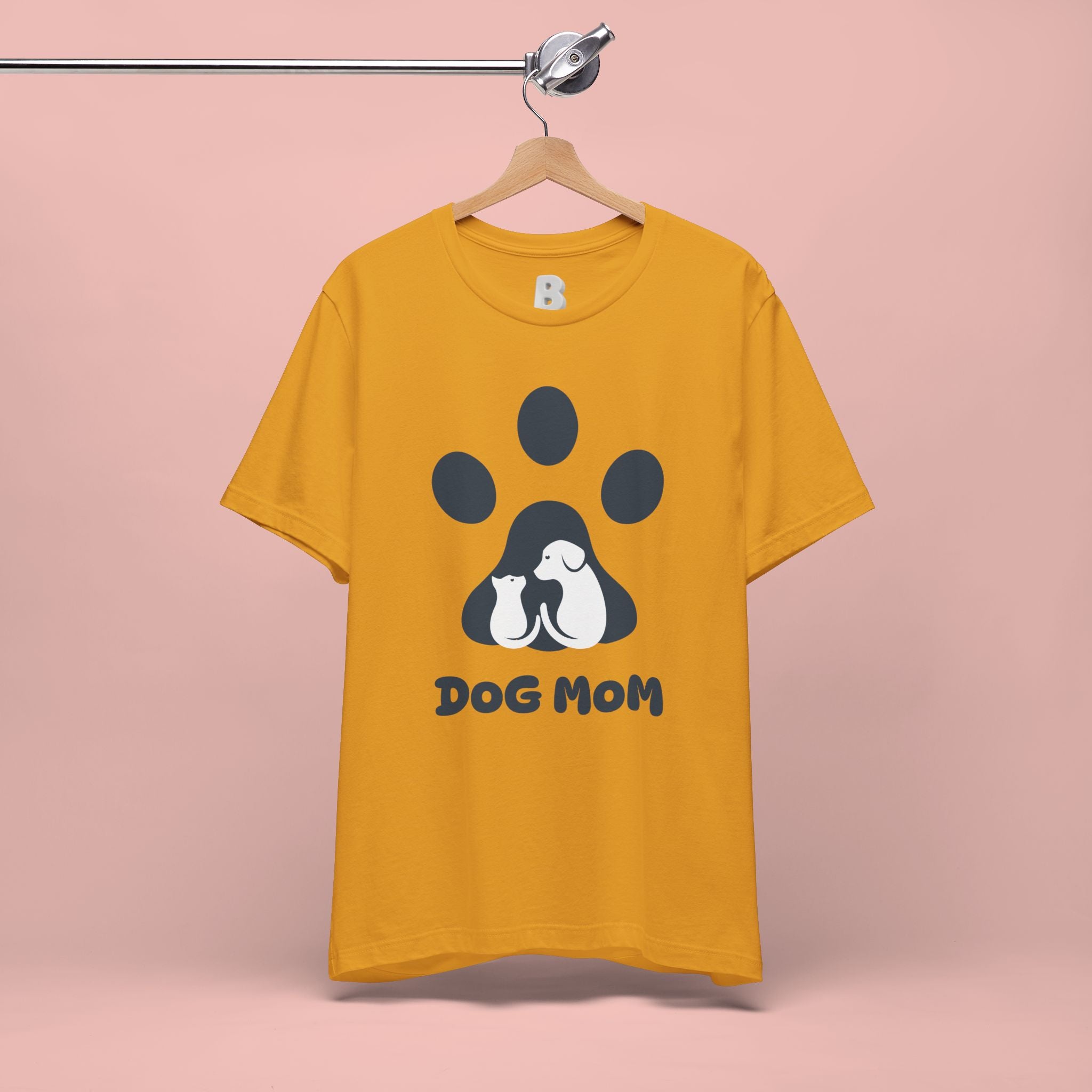 Dog Mom T‑Shirt — Paw Print with Dog & Puppy Graphic