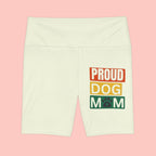 Proud Dog Mom Bike Shorts — Women's Athletic Workout Shorts with Paw Print