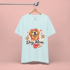 Dog Mom T-Shirt – Cute Golden Retriever Design with Hearts & Paw Prints