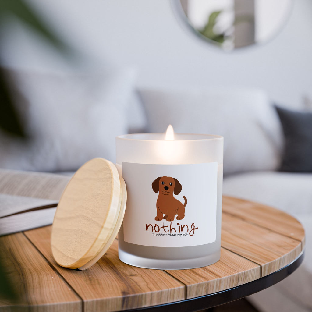 Dog Lover Candle — "Nothing" Cute Puppy Frosted Glass 11oz Scented Candle