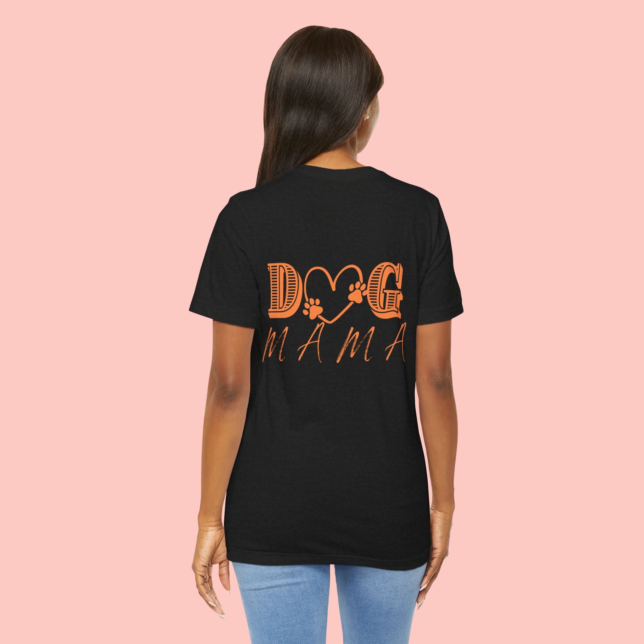 Dog Mama Tee — Retro Heart & Paw Graphic Short Sleeve Shirt