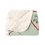 Sherpa Blanket — Mint Heart Paw Print "Dog Mom" Cozy Throw