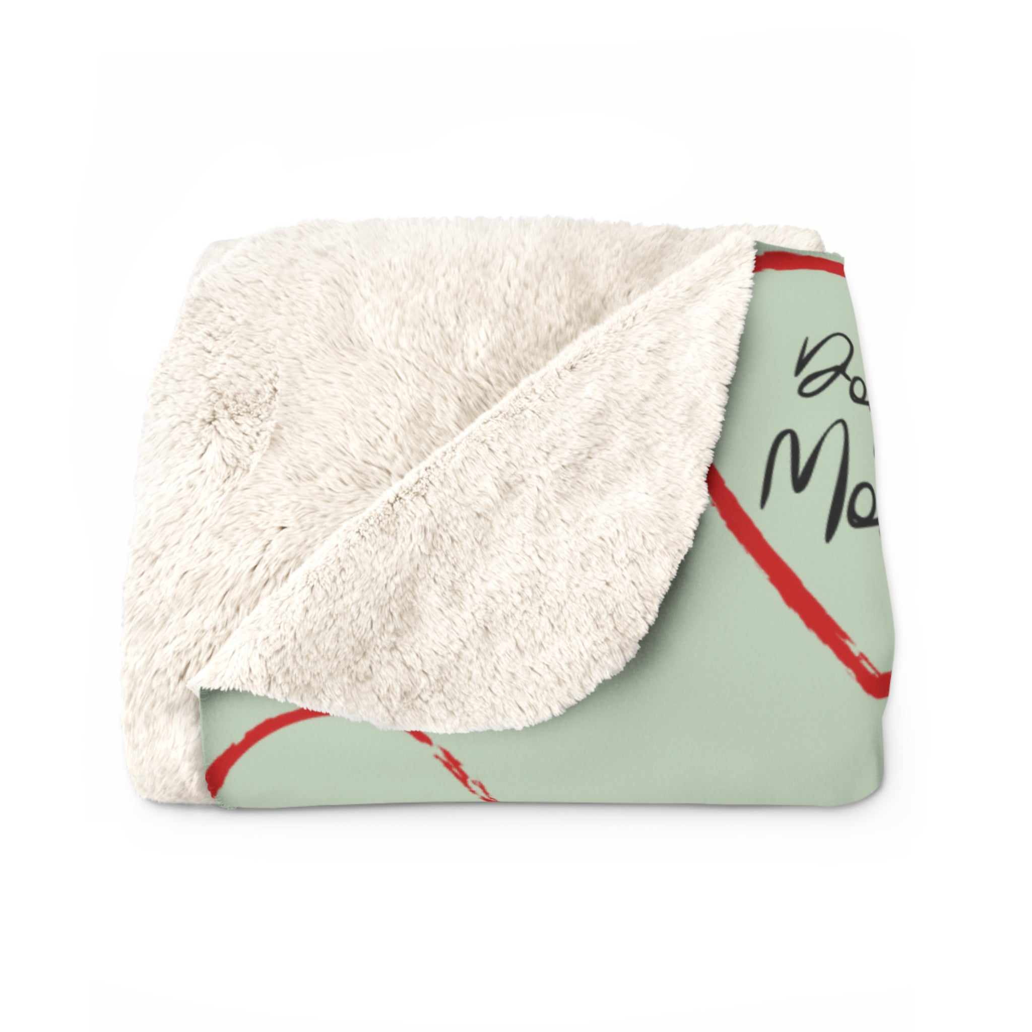 Sherpa Blanket — Mint Heart Paw Print "Dog Mom" Cozy Throw