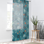Paw Print Window Curtain – Teal Pet-Themed Drapery