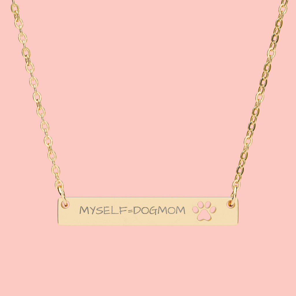 Engraved Paw Bar Necklace — Personalized Dog Mom Jewelry