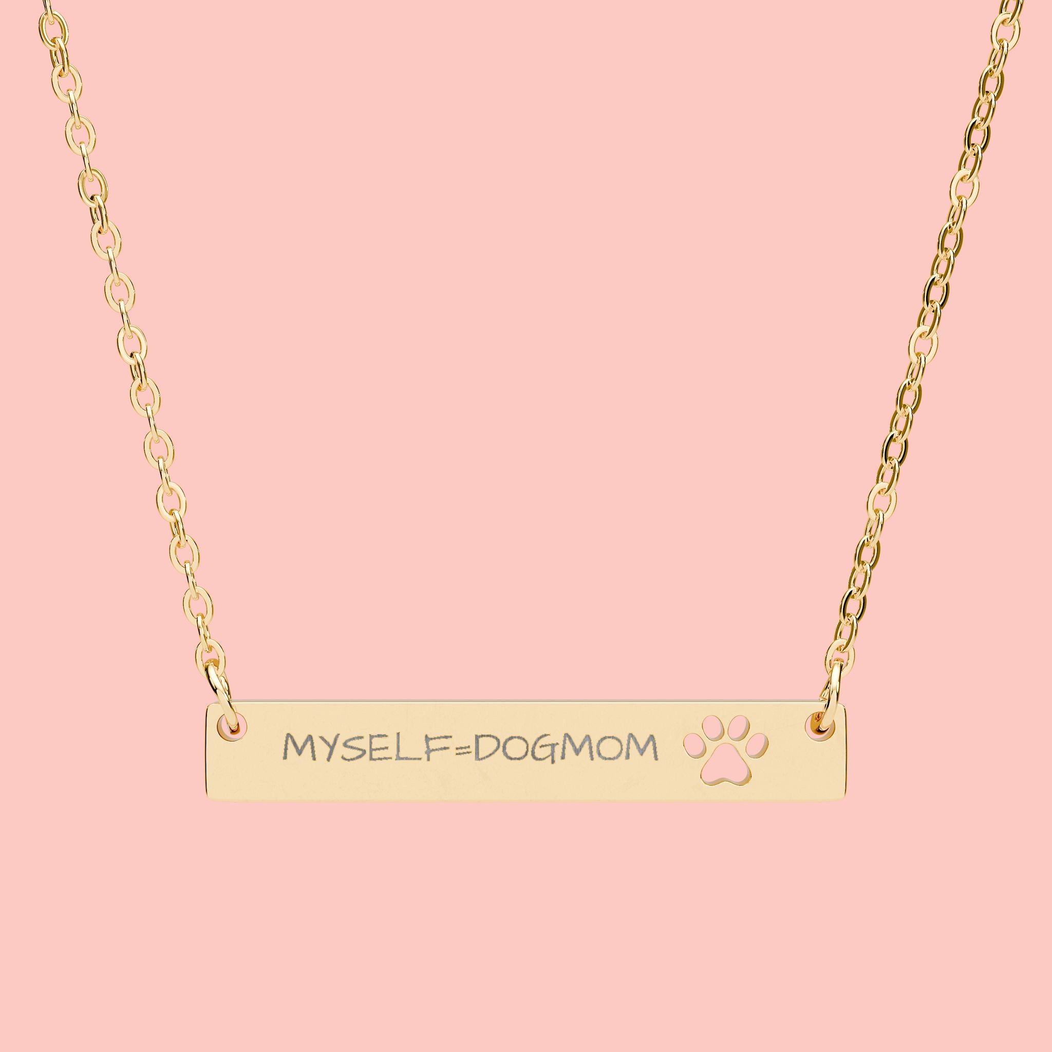 Engraved Paw Bar Necklace — Personalized Dog Mom Jewelry