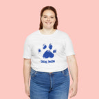 Dog Mom Paw Print T-Shirt — Distressed Blue Design