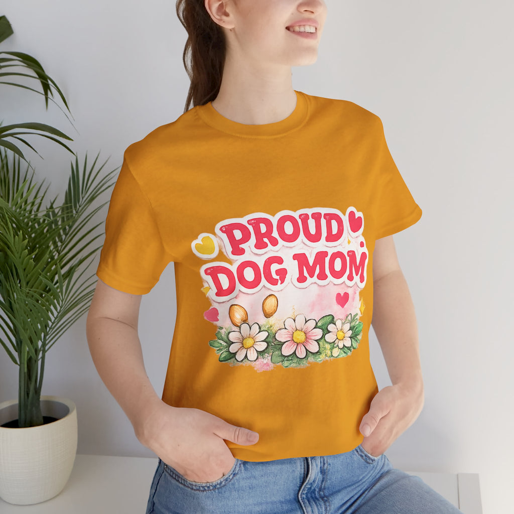 Proud Dog Mom Tee – Floral Retro Heart Design