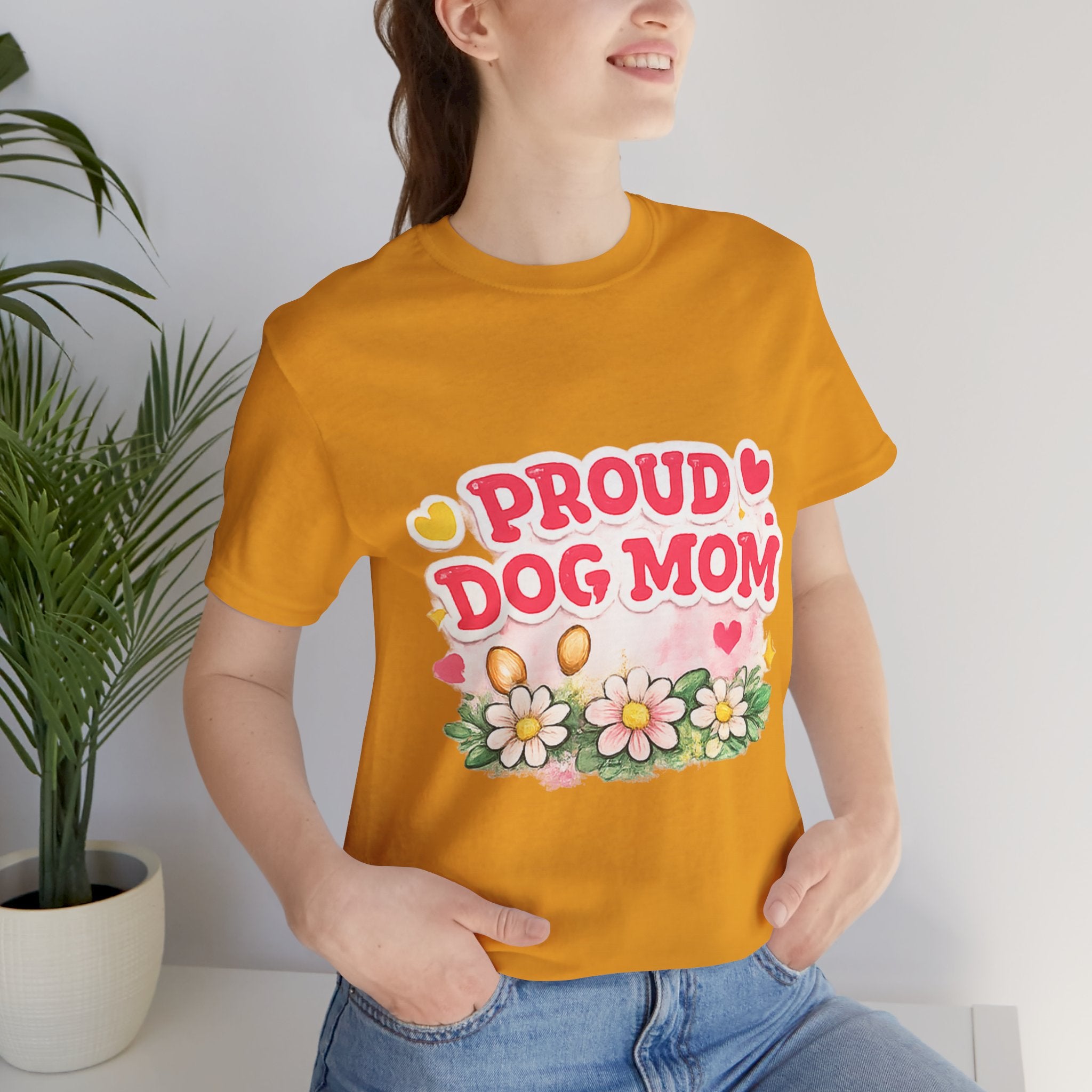 Proud Dog Mom Tee – Floral Retro Heart Design