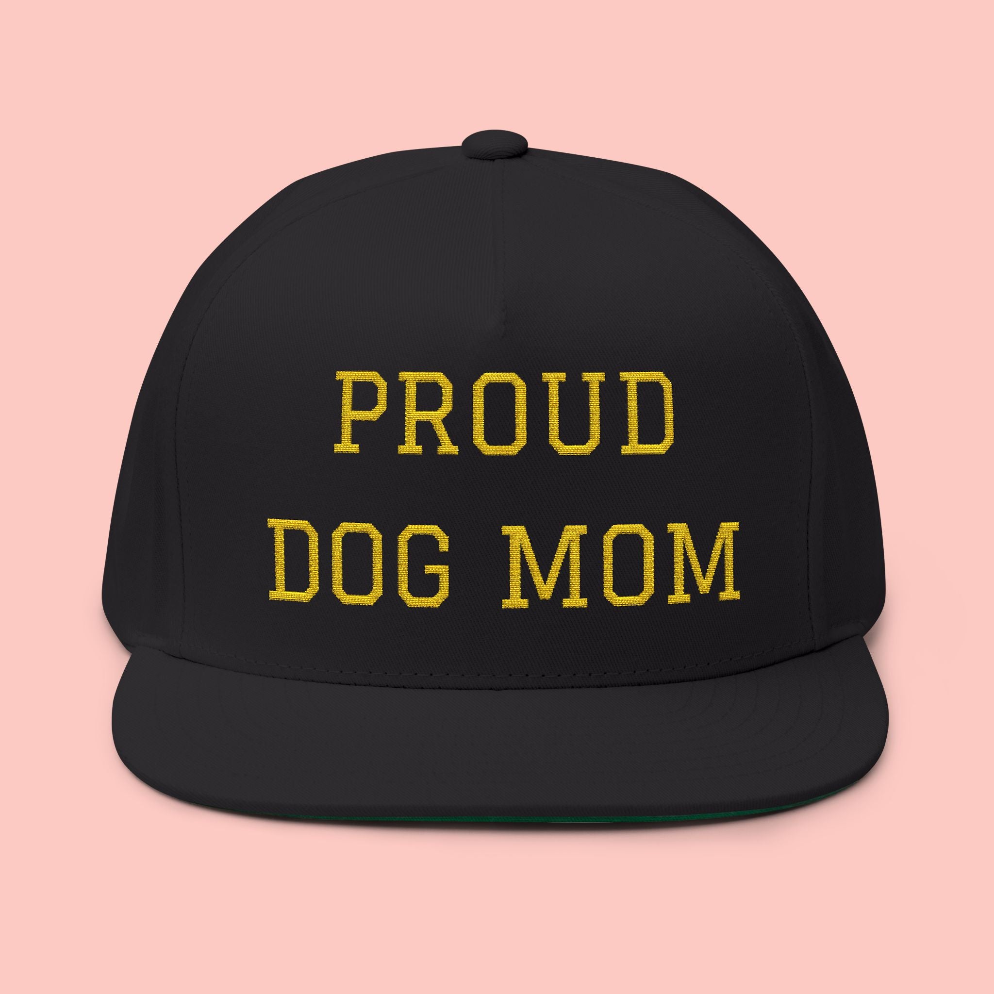 Flat Bill Cap — "Proud Dog Mom" Embroidered Trucker Hat
