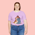 Dog Mom T‑Shirt — Cute Woman Hugging Dog Graphic Tee