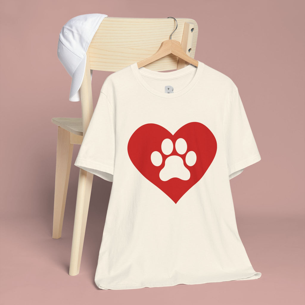 Pet Lover T-Shirt — Red Heart Paw Print Tee