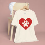 Pet Lover T-Shirt — Red Heart Paw Print Tee