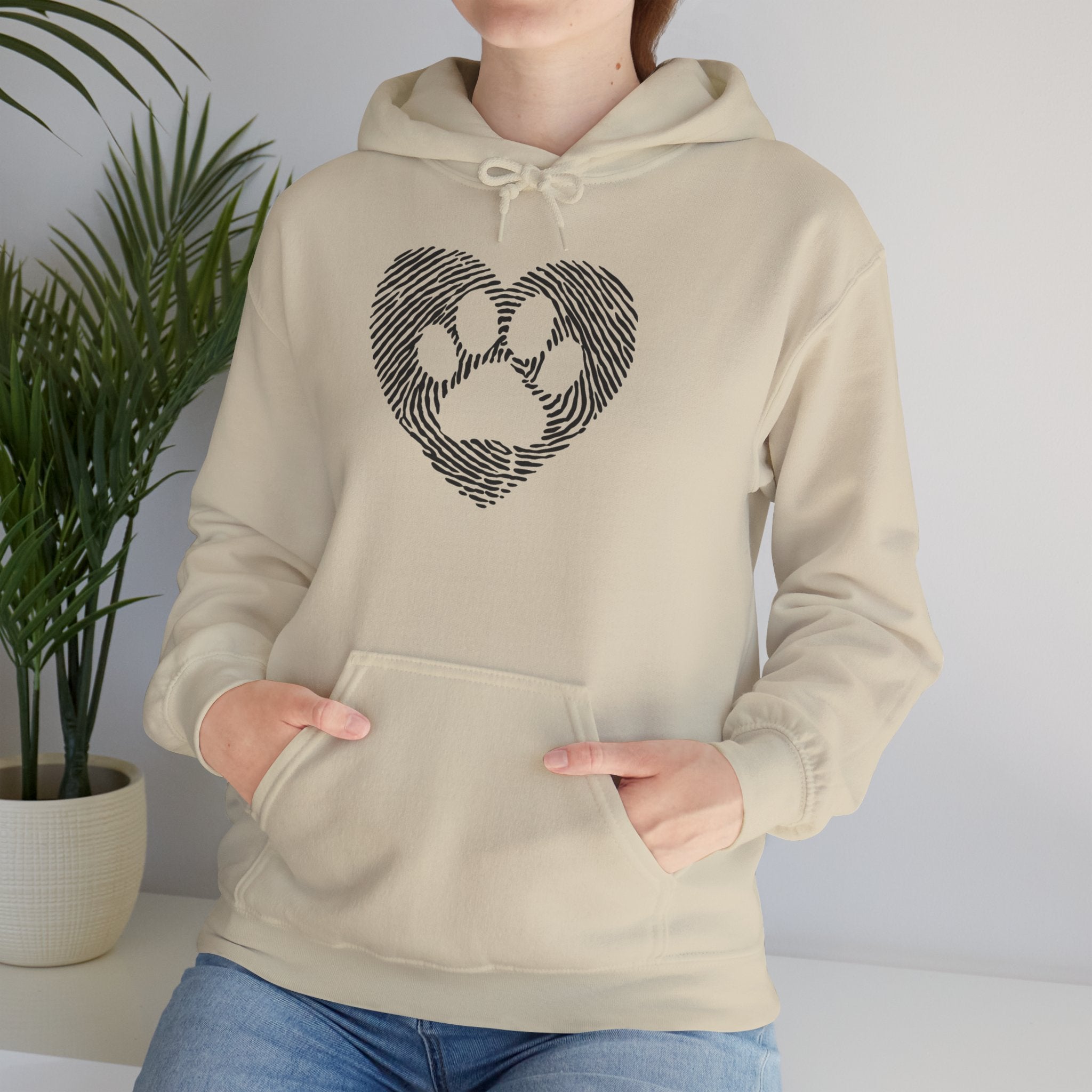 Heart Paw Print Hoodie — Dog Lover Heart Paw Graphic Sweatshirt