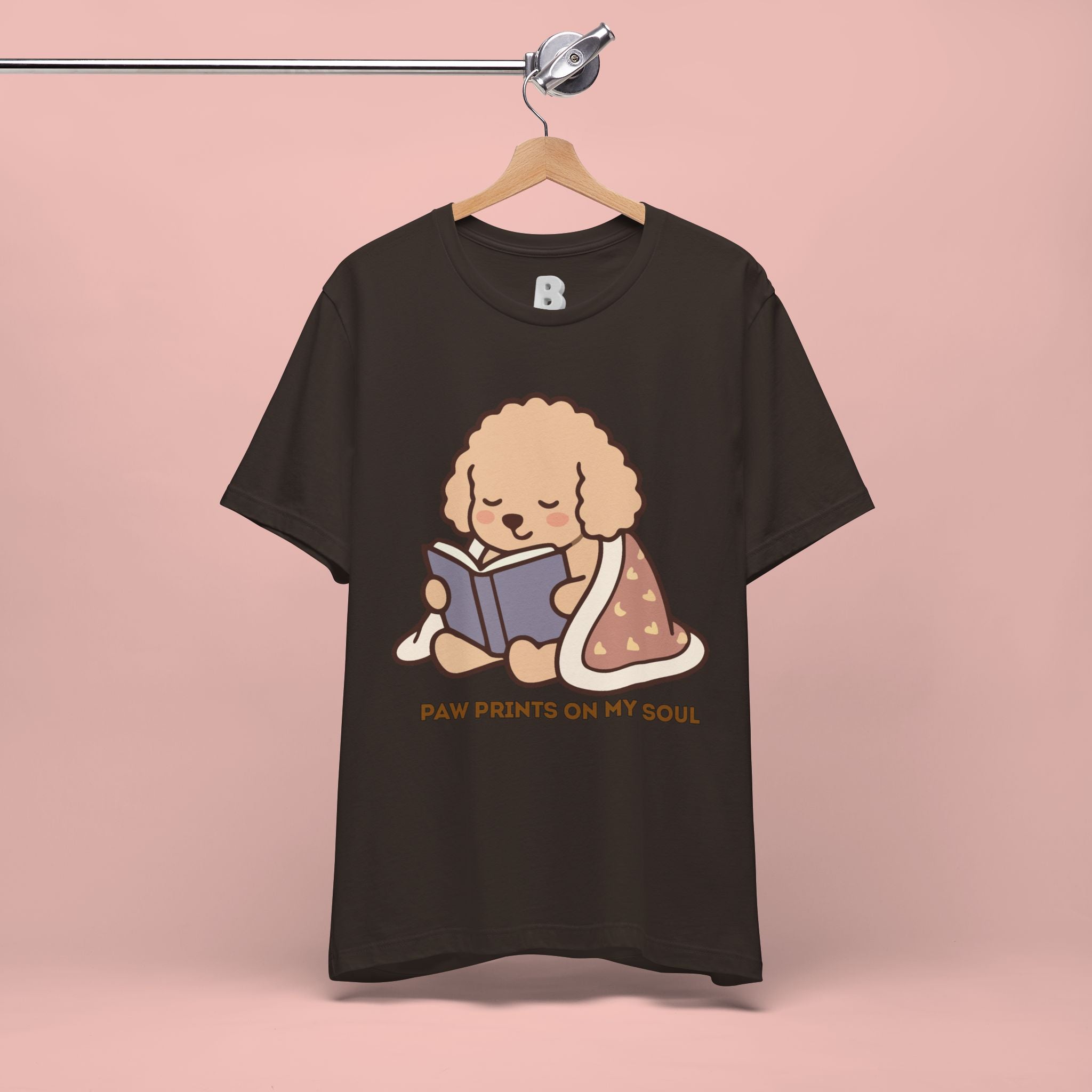 Paw Prints On My Soul T‑Shirt — Cute Reading Puppy Graphic Tee
