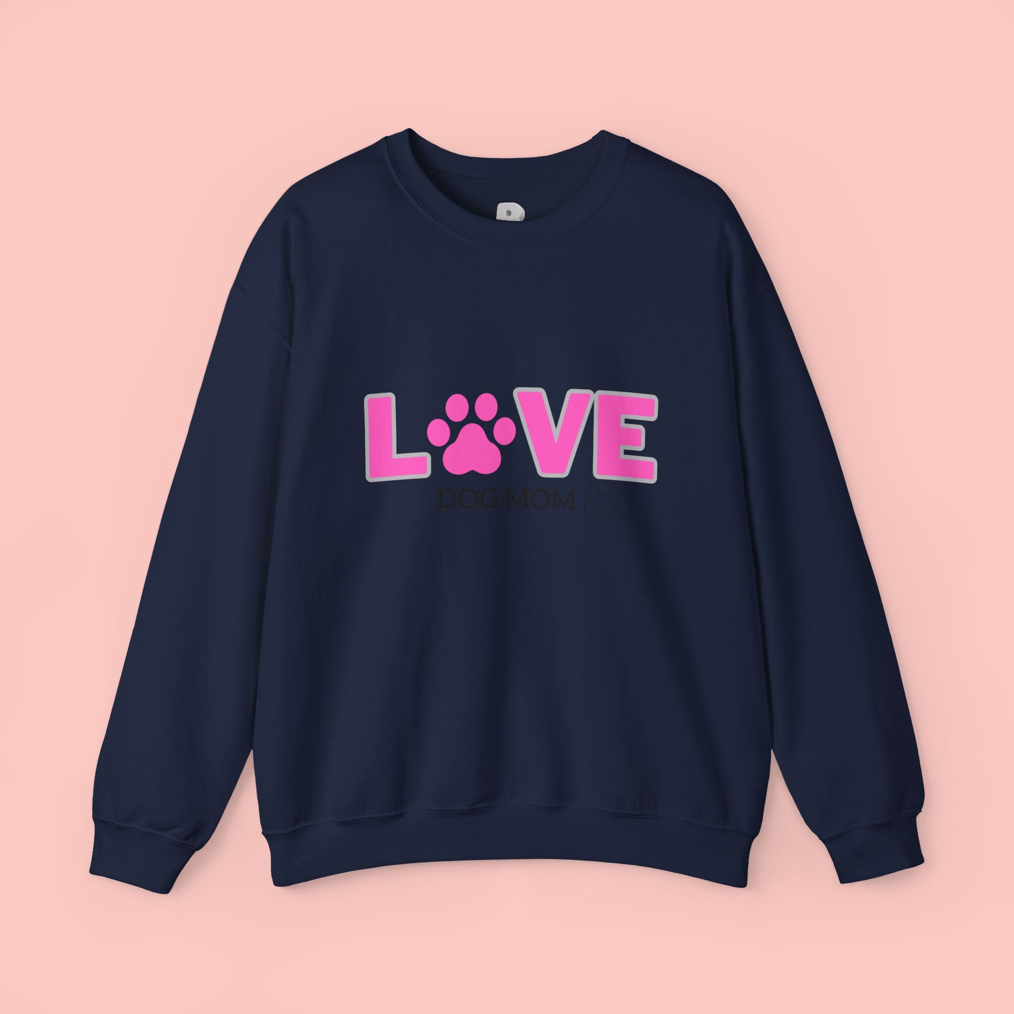 Dog Mom Love Crewneck Sweatshirt — Pink Paw Graphic