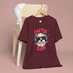 Cute Dog Tee — Headphones Puppy Graphic T-Shirt