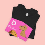 Dog Mom T-Shirt — Cute Pink "D for Dog, M for Mom" Graphic Tee