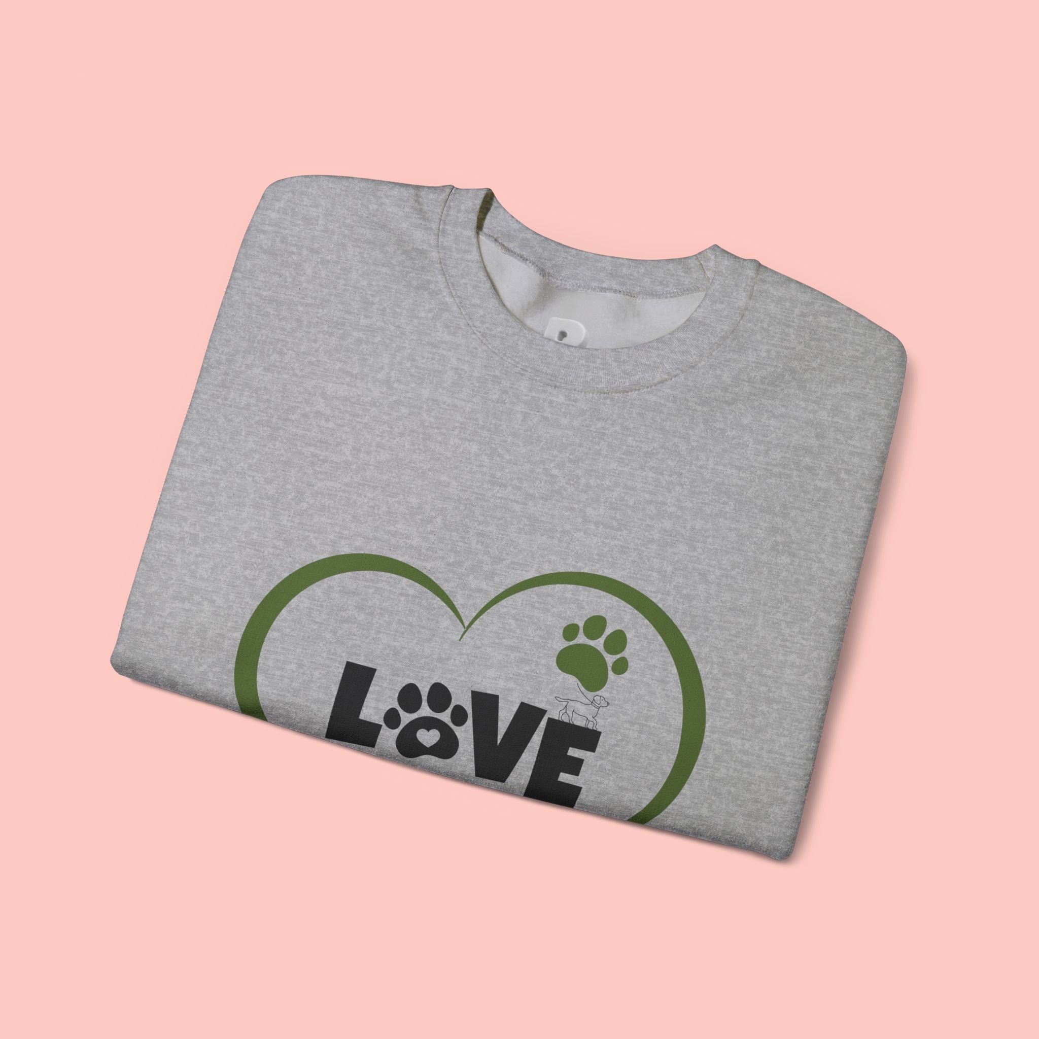 Dog Mom Heart Crewneck Sweatshirt — "LOVE Proud Dog Mom" Graphic