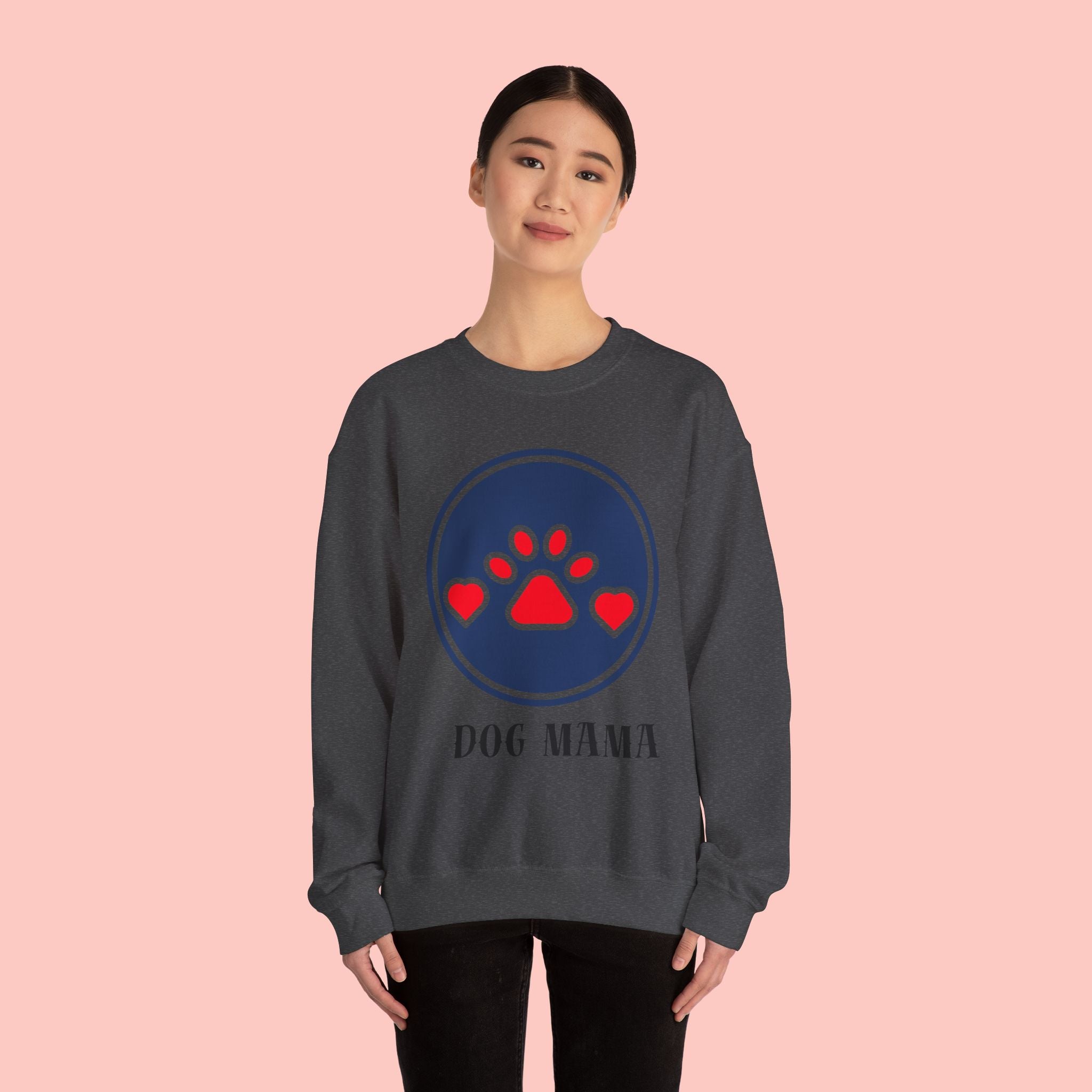 Dog Mama Crewneck Sweatshirt — Cute Paw Print Graphic for Dog Lovers