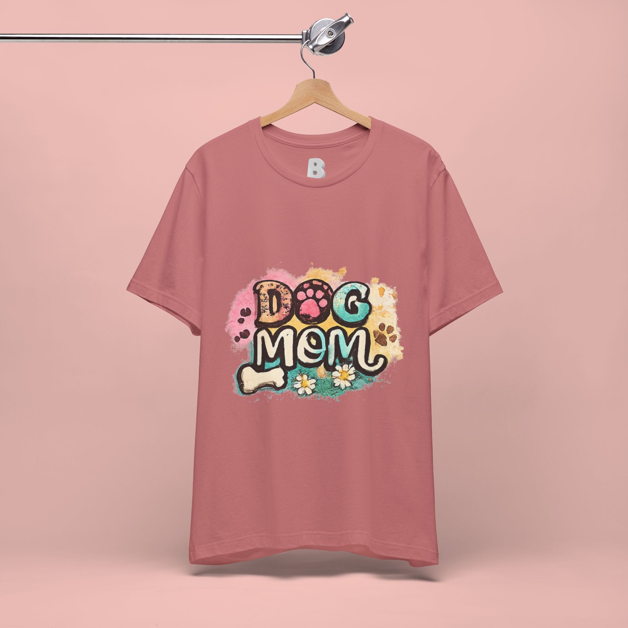 Dog Mom T-Shirt — Colorful Paw Print Graphic Tee for Pet Lovers