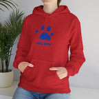 Dog Mom Paw Print Hoodie – Cute Pet Lover Sweatshirt, Blue Paw 'DOG MOM' Design