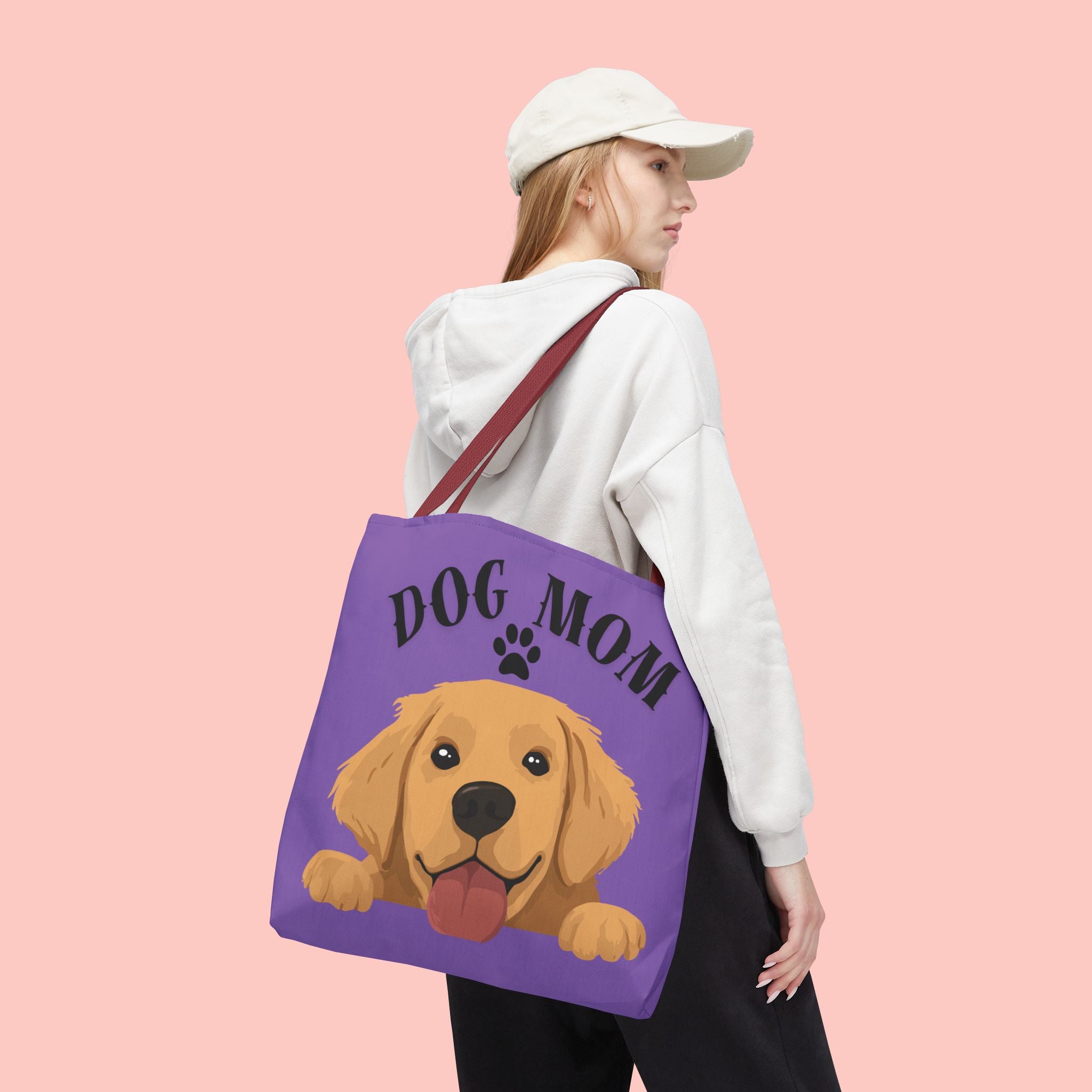 Dog Mom Tote Bag — Cute Golden Retriever Paw Print All-Over-Print Tote