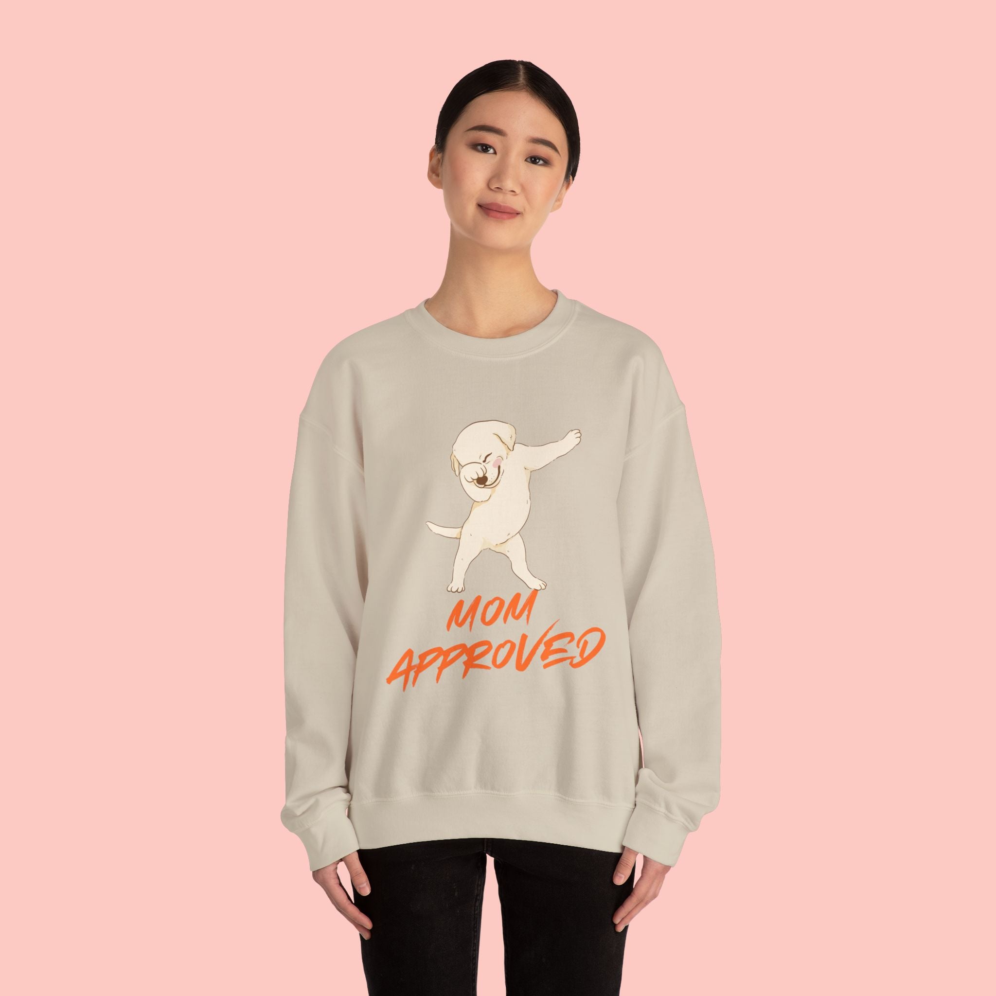 Crewneck Sweatshirt - 'Mom Approved' Dabbing Dog Cute Graphic