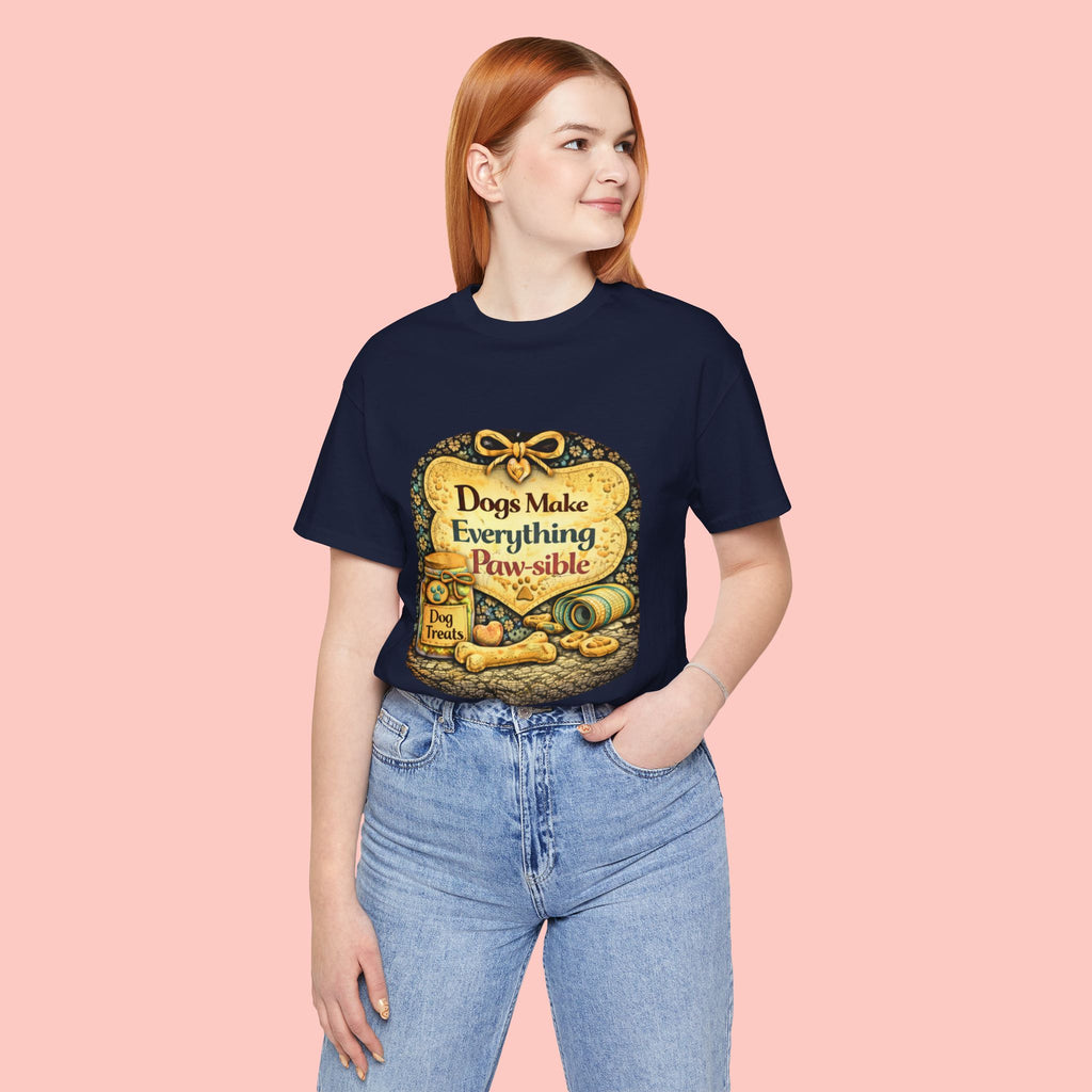 Dog Lover T‑Shirt – "Dogs Make Everything Paw‑sible" Vintage Pet Rescue Tee