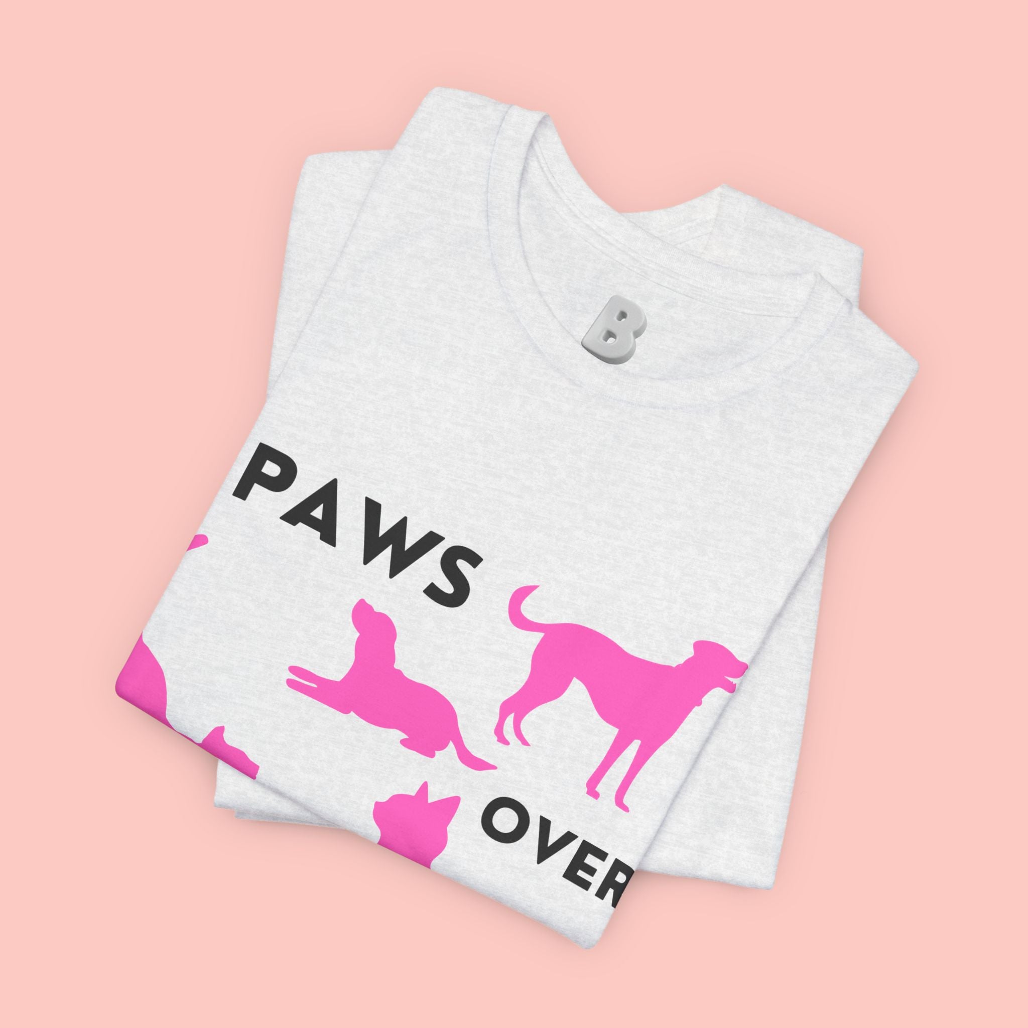 Paws Over People Tee — Pink Cats & Dogs Graphic T-Shirt