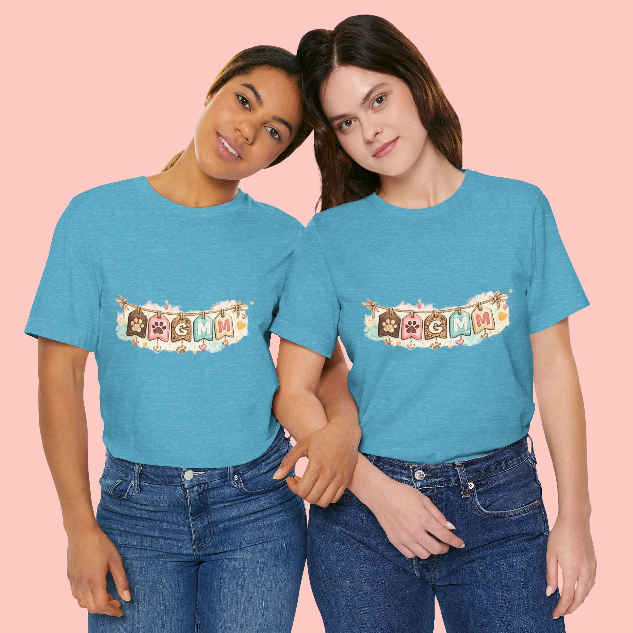 Pet Mom Banner Tee — Cute Paw Print "MOM" Graphic T-Shirt
