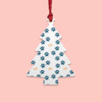 Bell Wooden Ornament with Paw Print & Bandage Pattern — Pet Memorial Holiday Decoration