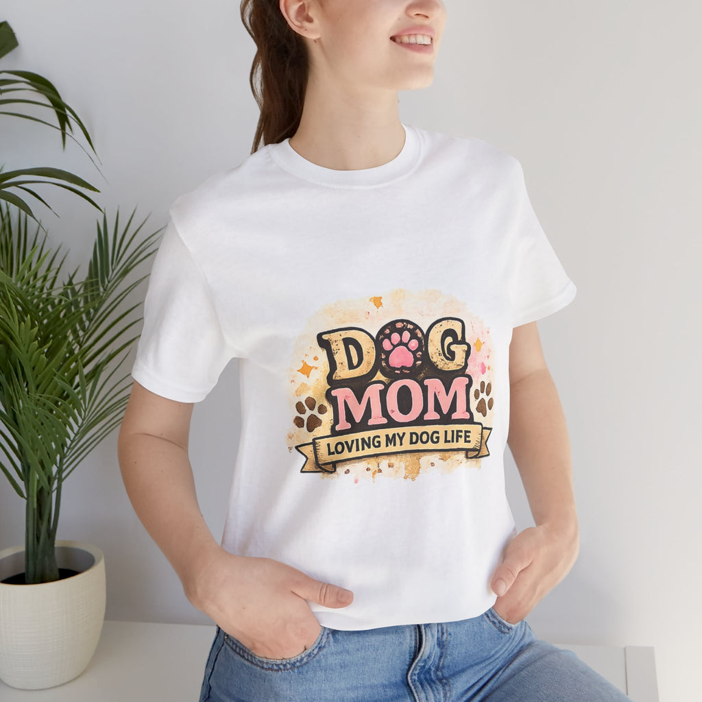 Dog Mom T-Shirt – "Loving My Dog Life" Cute Paw Print Tee for Pet Moms