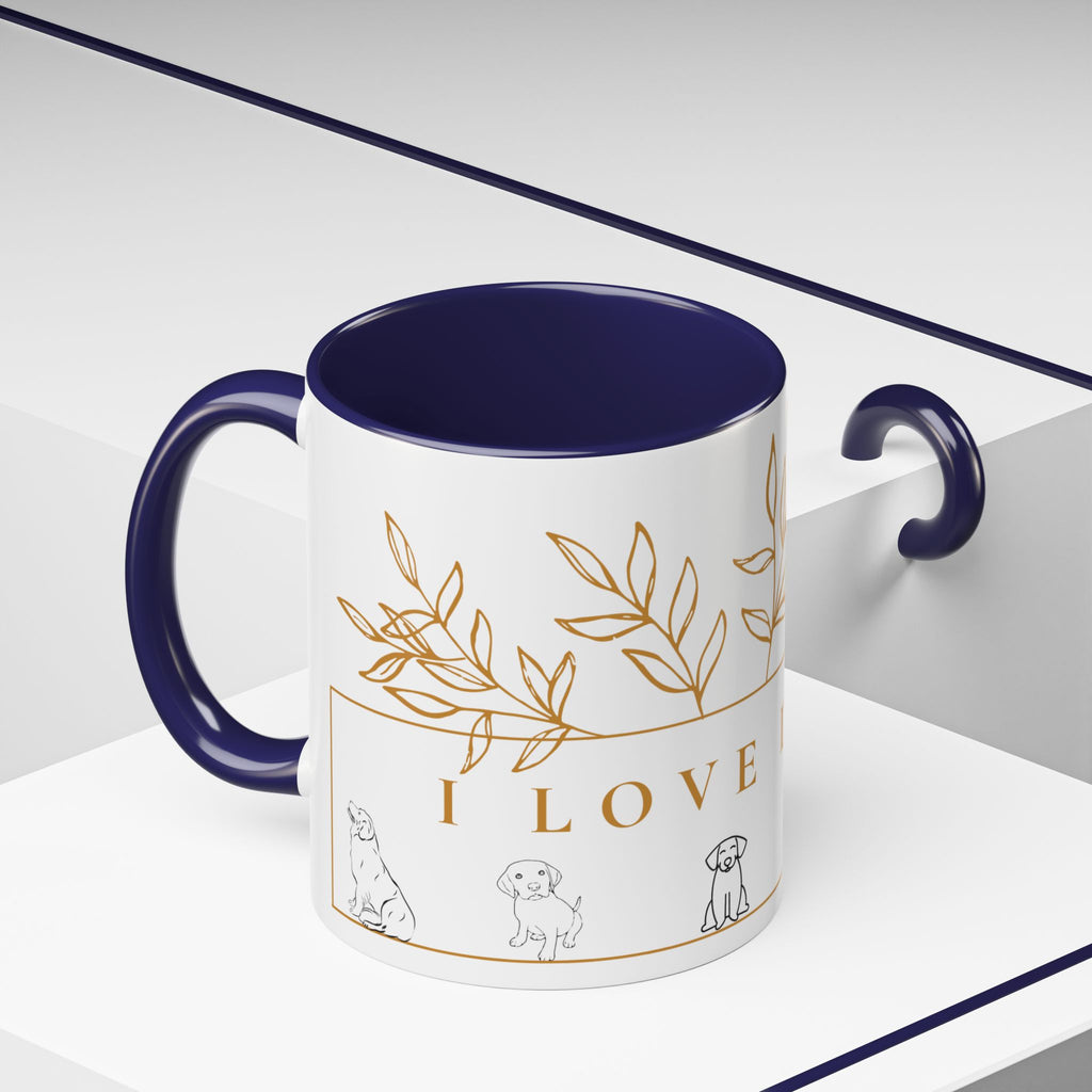 I Love Dogs Accent Coffee Mug — Gold Leaf Dog Lover Ceramic Mug (11oz & 15oz)