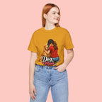 Dog Mom T-Shirt - Cute Woman Hugging Golden Retriever Tee