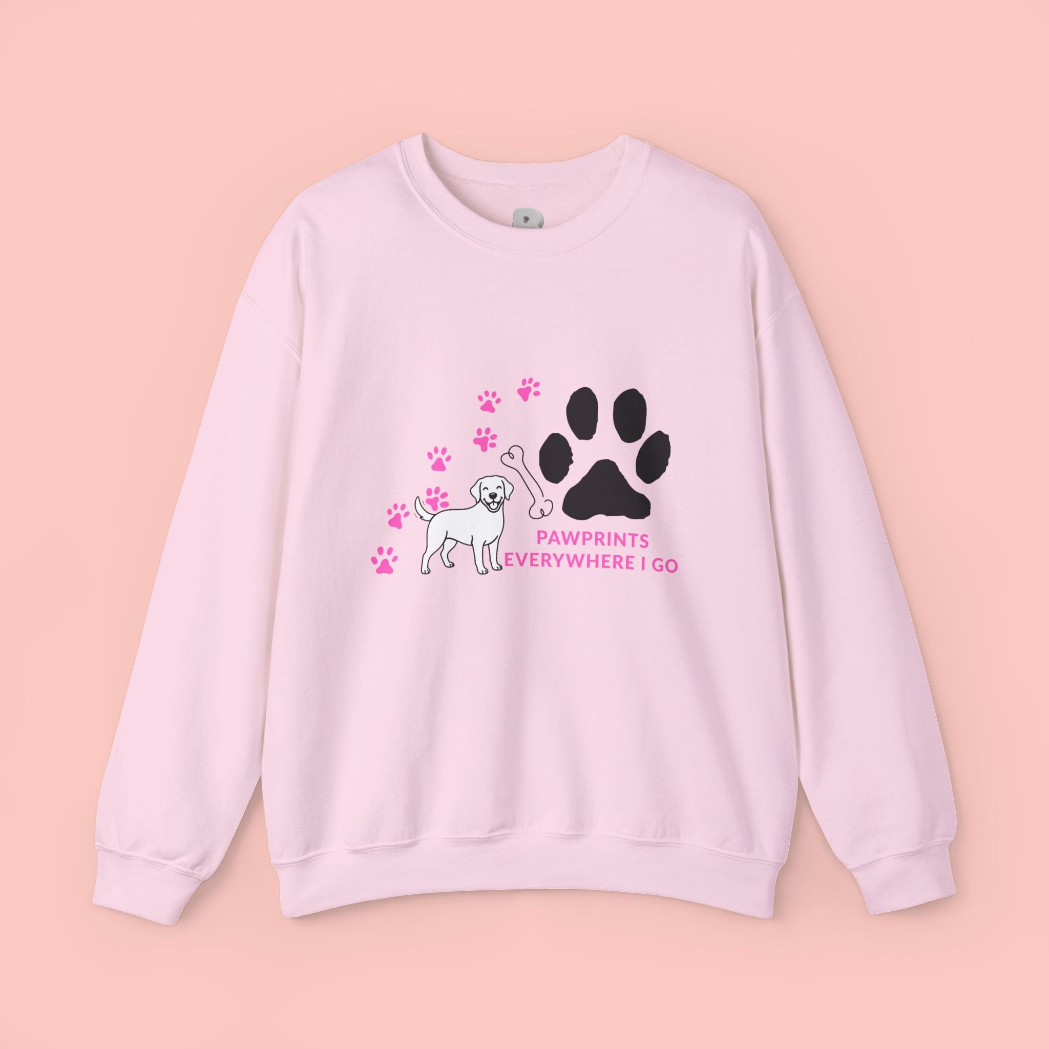 Crewneck Sweatshirt — "Pawprints Everywhere I Go" Dog Lover Graphic