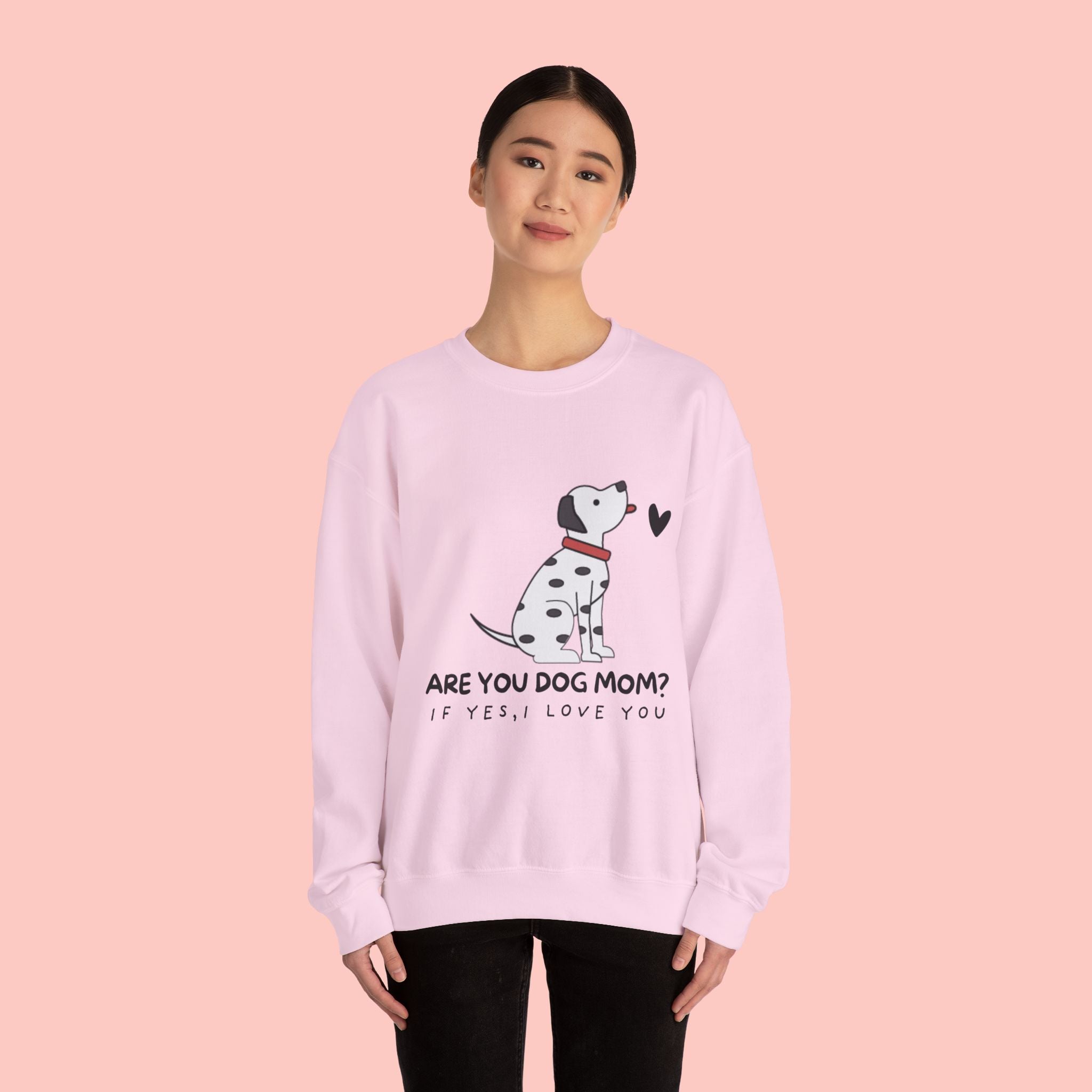 Are You Dog Mom? Cute Dalmatian Crewneck Sweatshirt for Dog Lovers