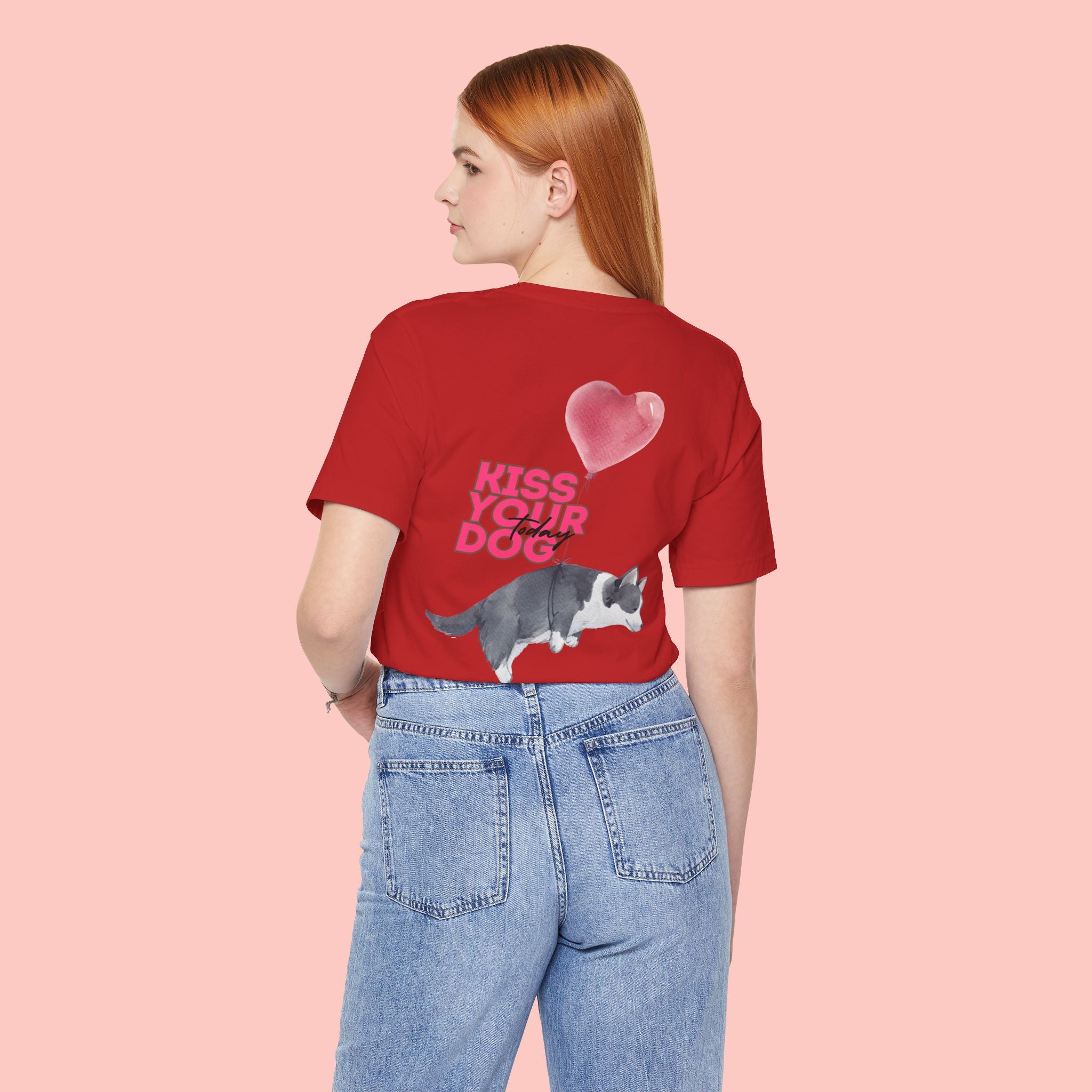Kiss Your Dog Tee — Corgi Heart Balloon Graphic T-Shirt