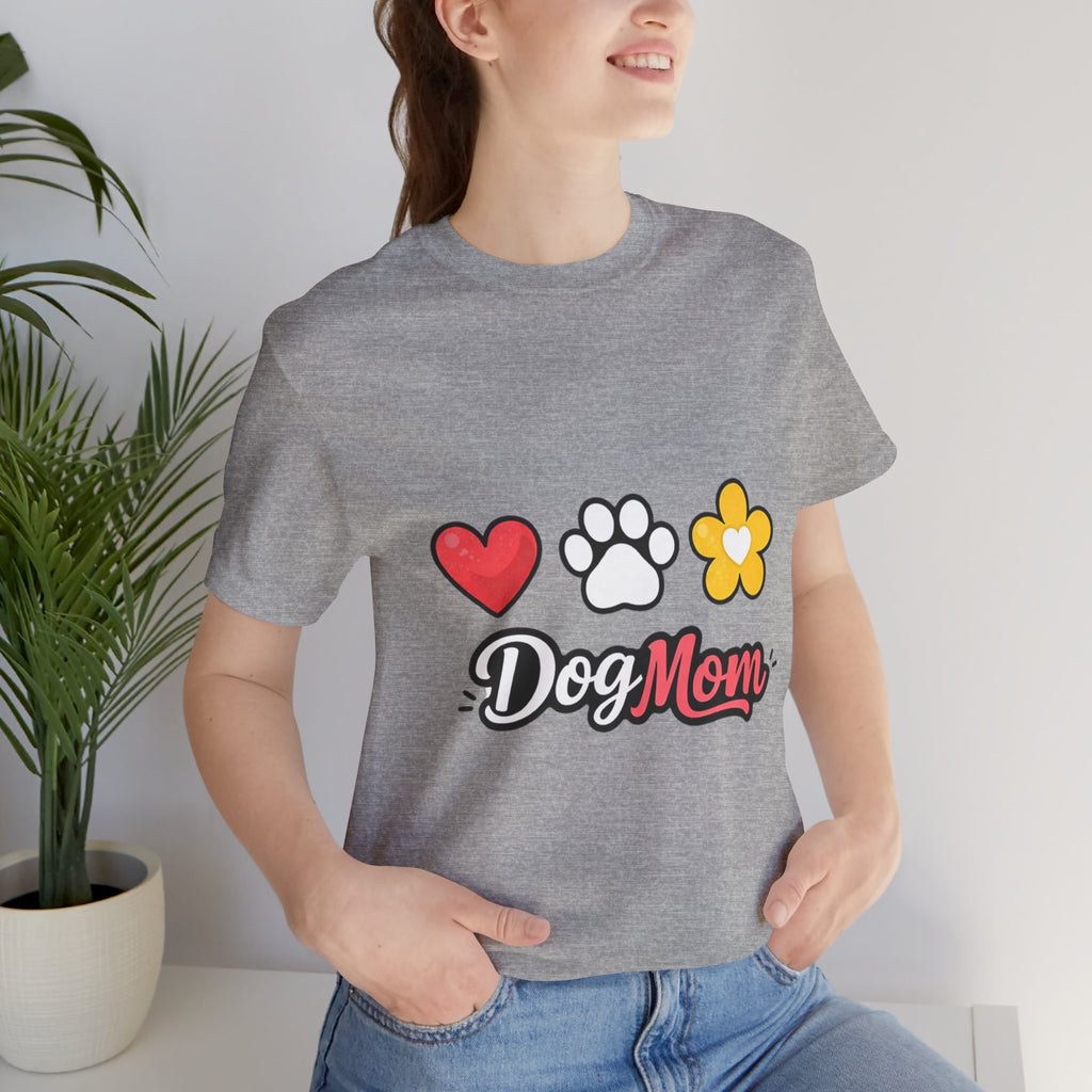 Dog Mom T-Shirt – Heart, Paw & Flower Graphic Tee