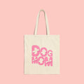 Dog Mom Canvas Tote Bag — Pink Retro Graphic Cotton Shopper for Pet Lovers